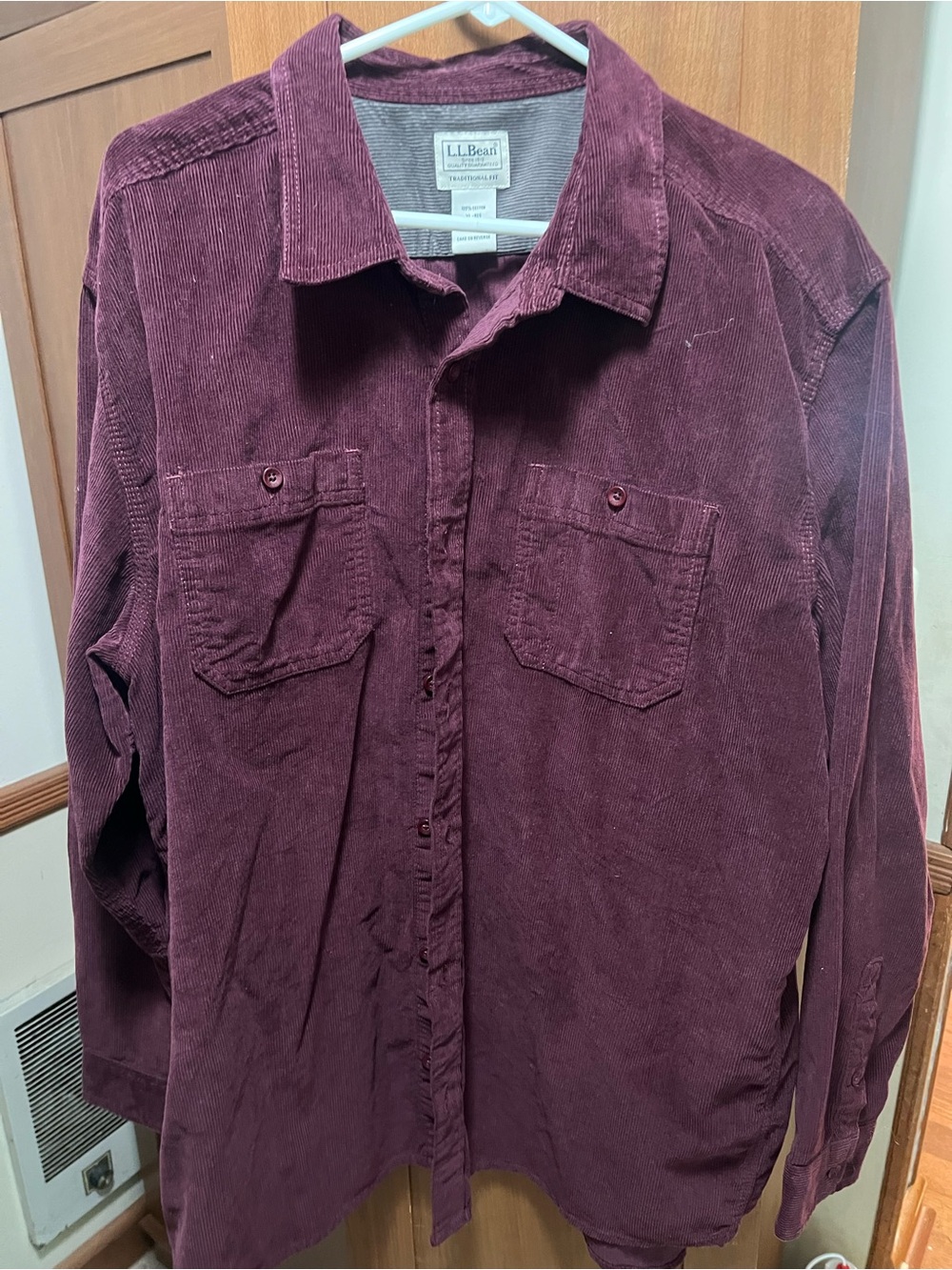 L.L. Bean Men’s Corduroy Button-Down Shirt Jacket - Plum